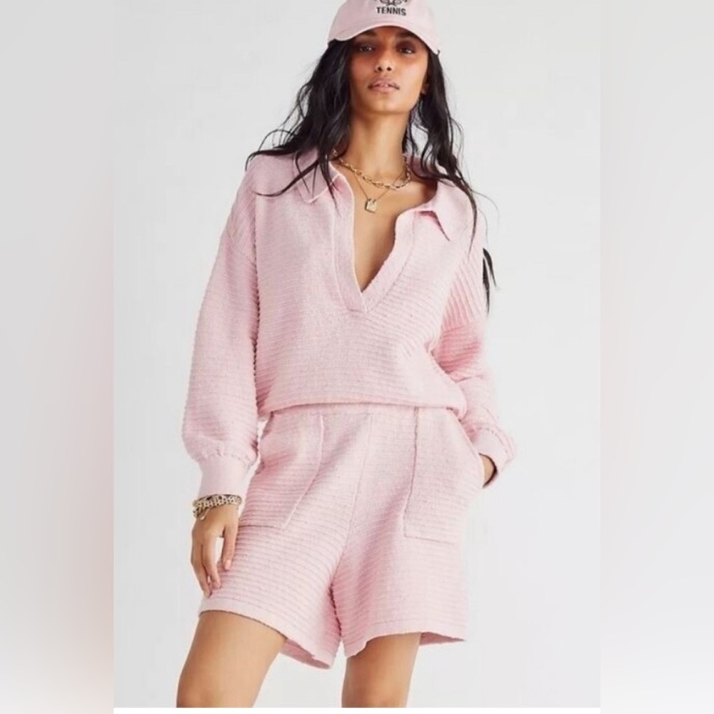 FP Beach Pink Textured Knit Set